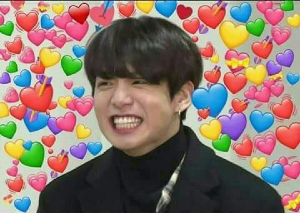 Funny Jungkook Face with Hearts Emoji
