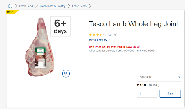 Half Price Leg of Lamb Tesco