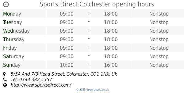 Sport Direct Opening Times Bank Holiday