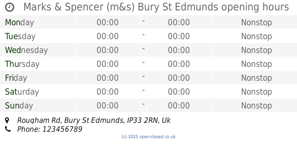 Marks and Spencer Bury St Edmunds Opening Times