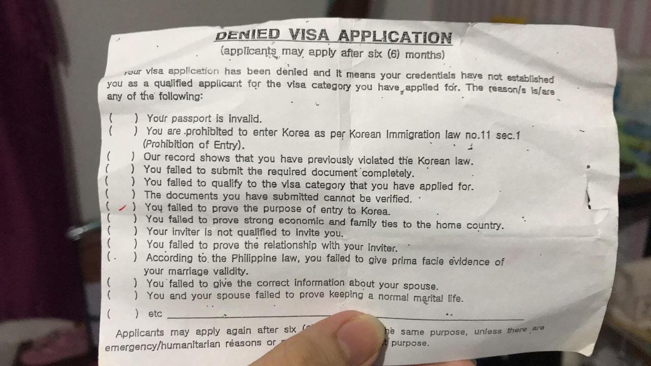 Korean Visa Denied