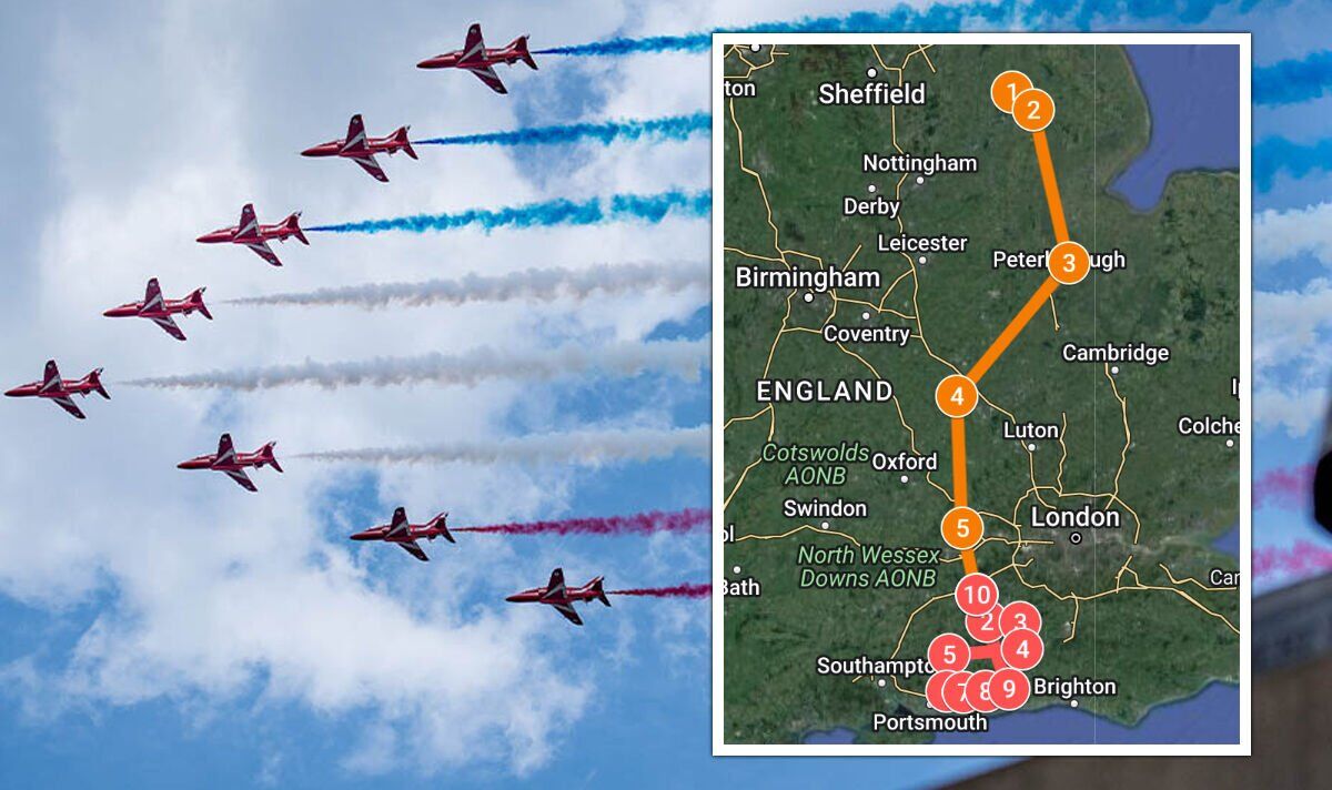 Red Arrows Flight Path Today Time Map Live