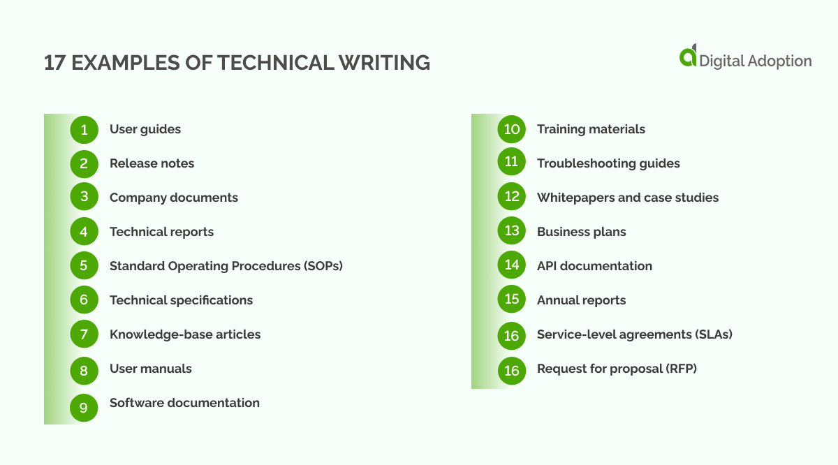 What Are 5 Examples of Technical Writing
