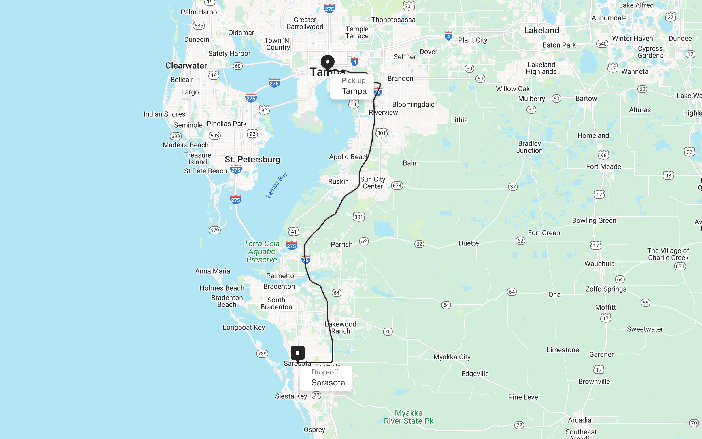 Sarasota Florida to Tampa