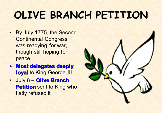 Olive Branch Petition Definition Us History