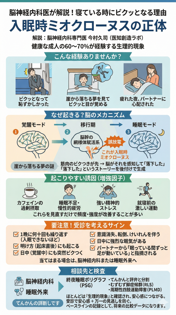 寝ている時にビクッとなる正体は？ジャーキングの原因と危険な兆候