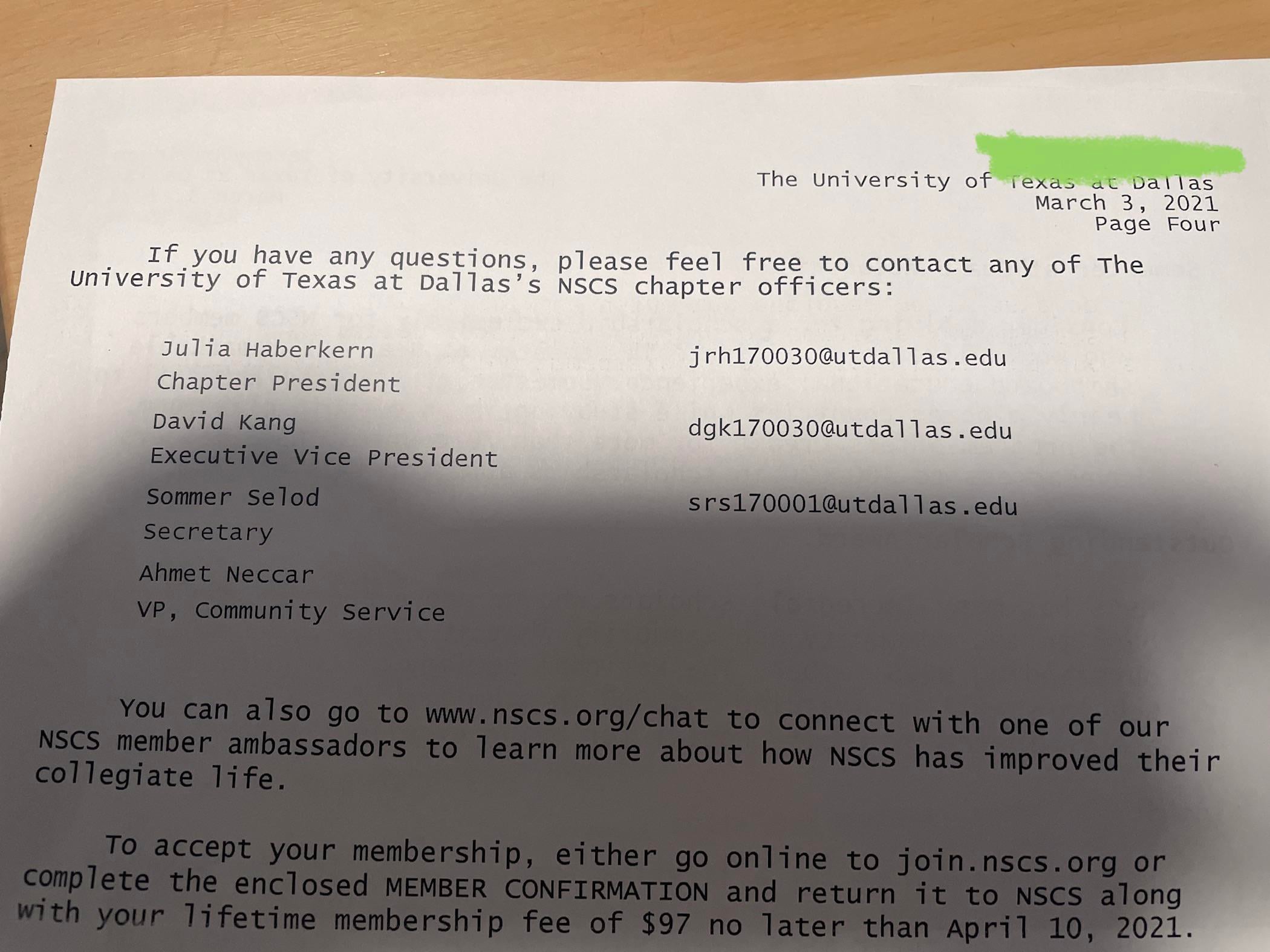 National Society of Collegiate Scholars Complaints