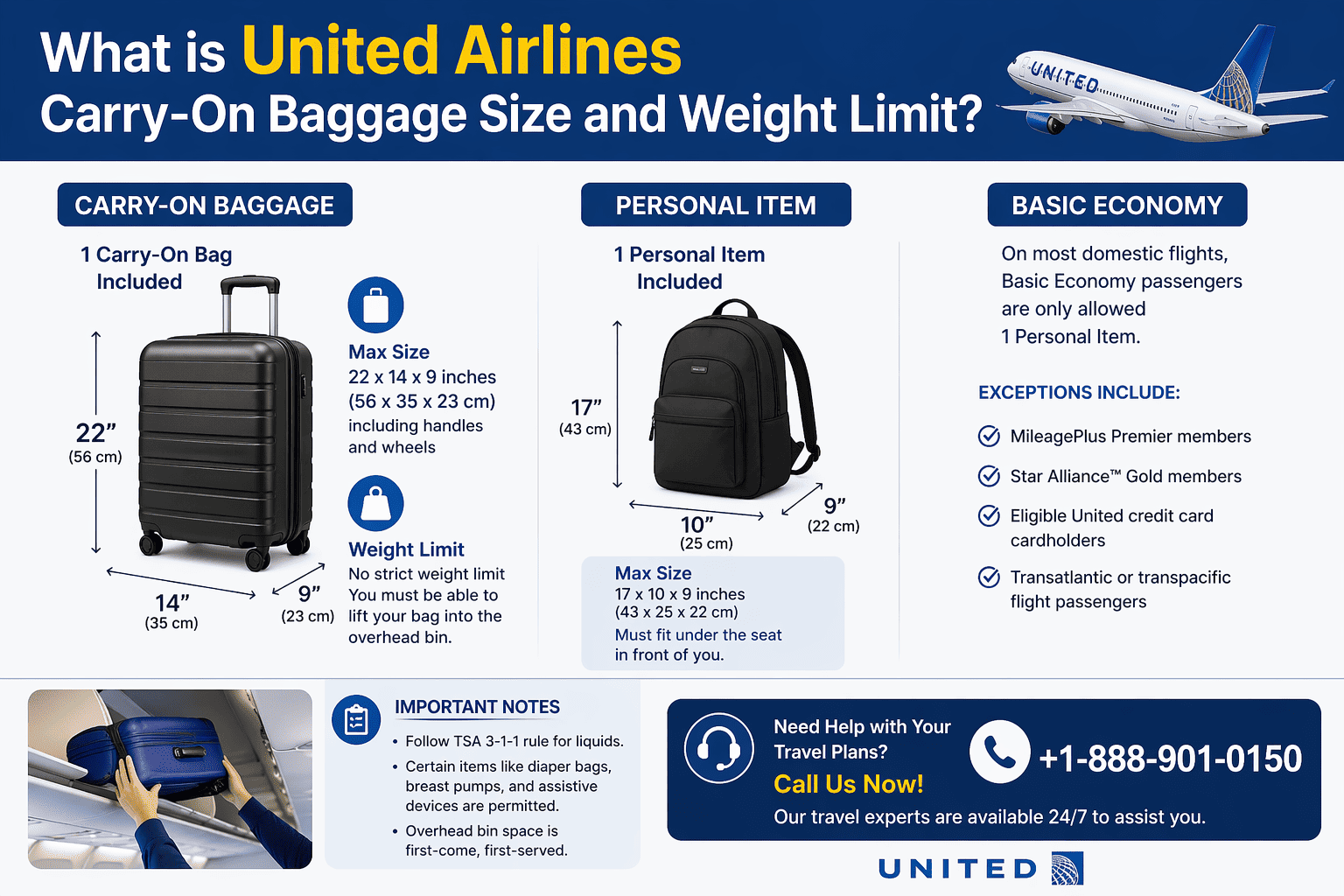 United Domestic Carry on Size