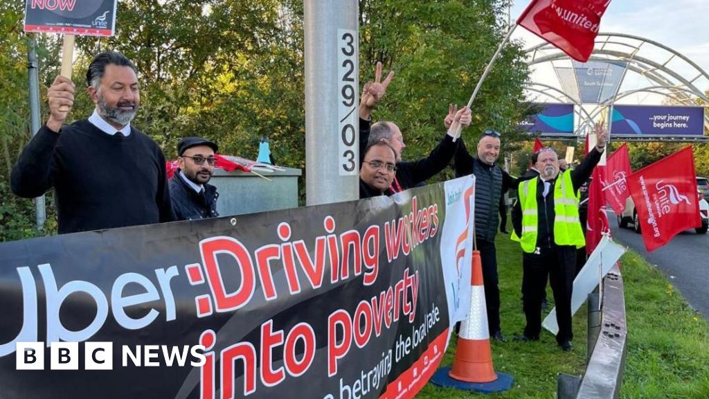 Gatwick Airport Taxi Drivers Protest Uber