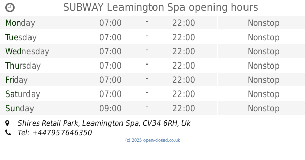 Shires Retail Park Leamington Spa Opening Times
