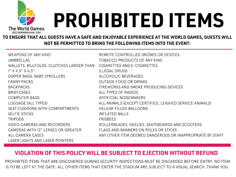 Bag Policy World's of Fun