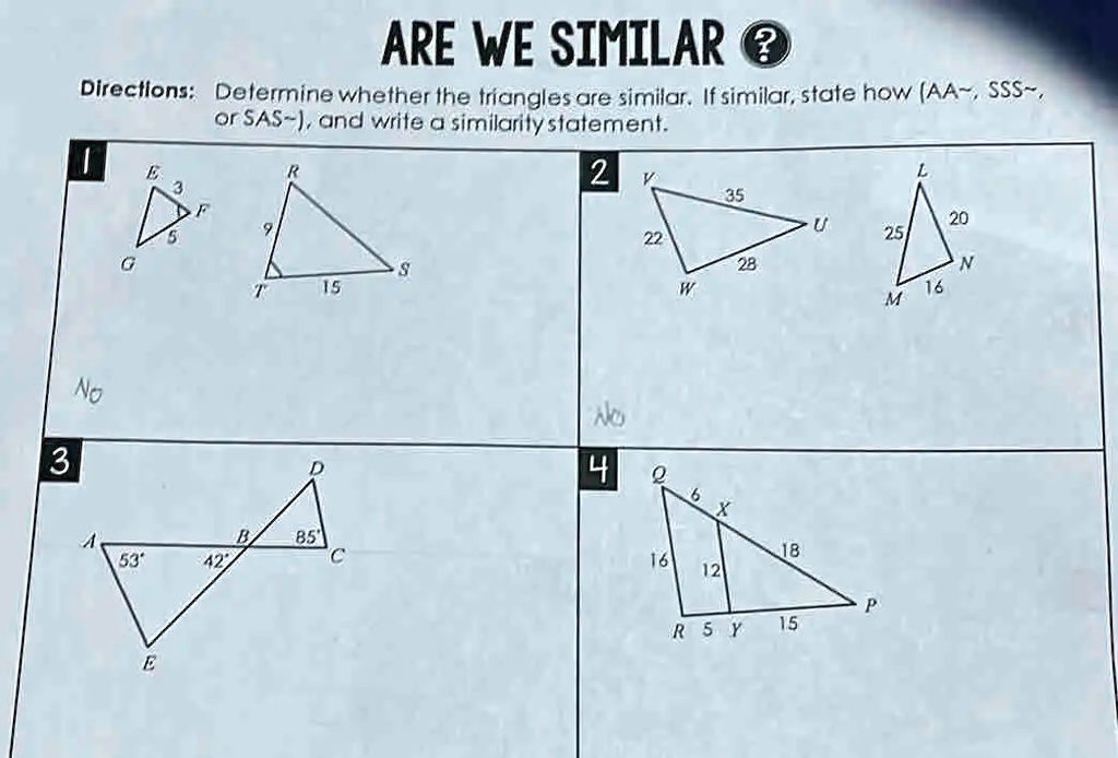 Similar Triangles Are We Similar Worksheet Answers