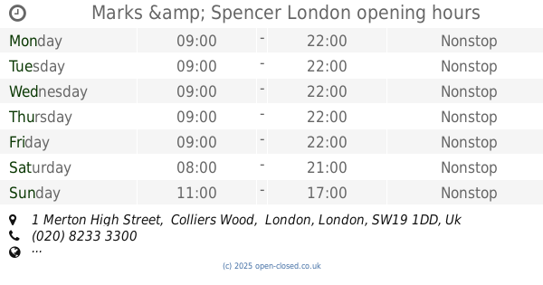 Marks and Spencer Colliers Wood Opening Times