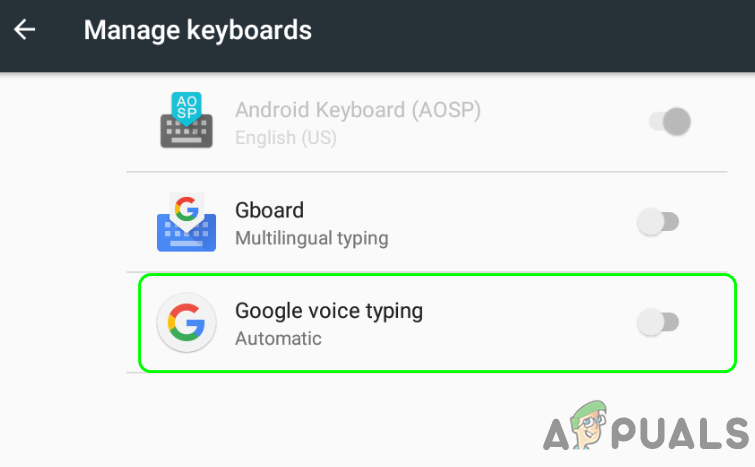 Google Voice Typing Turn Off
