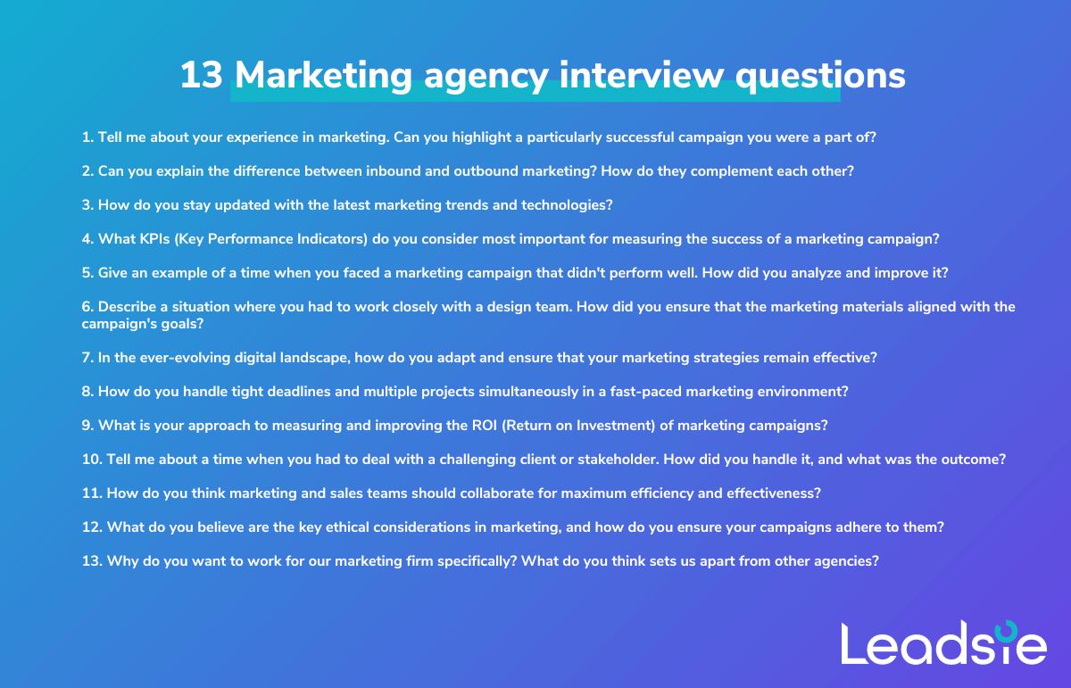Questions Asked in Interview for Marketing Jobs