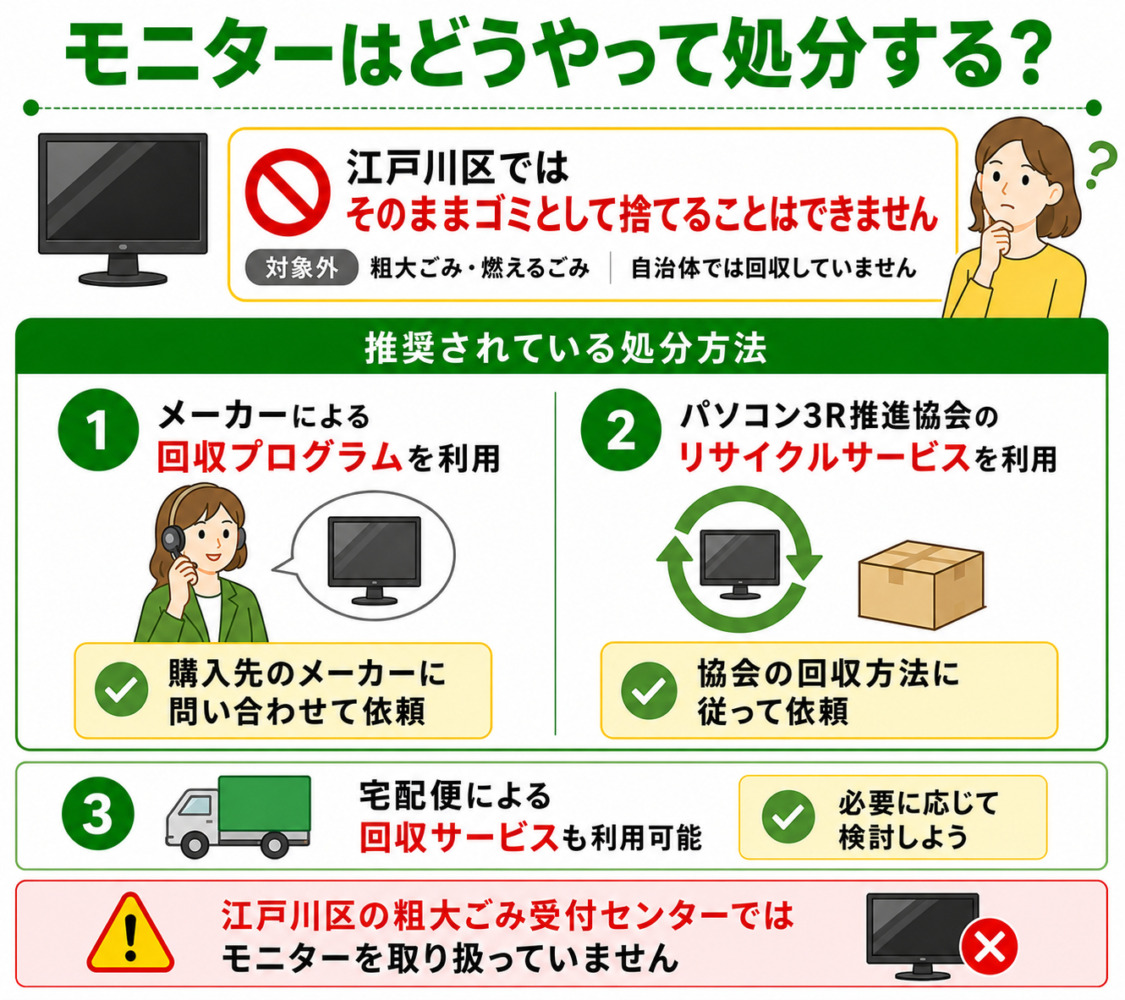 江戸川区のパソコン処分術！粗大ごみ不可の理由と無料回収の極意