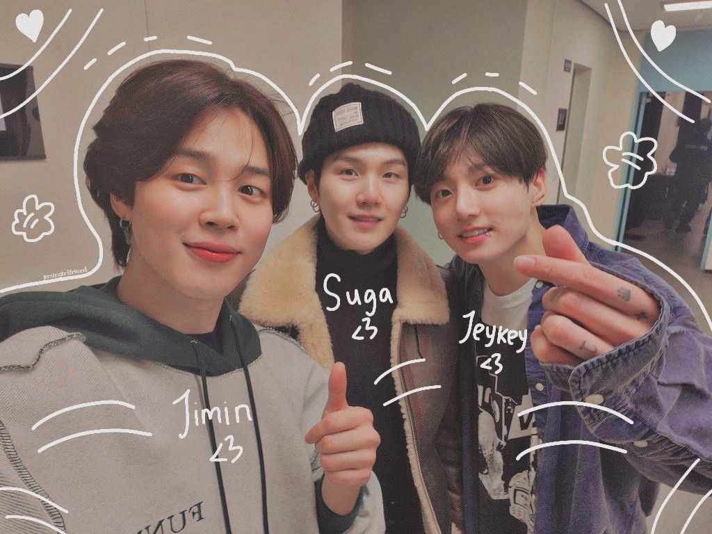 Suga Jungkook v and Jimin