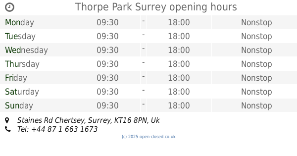 What Time Does Thorpe Park Open