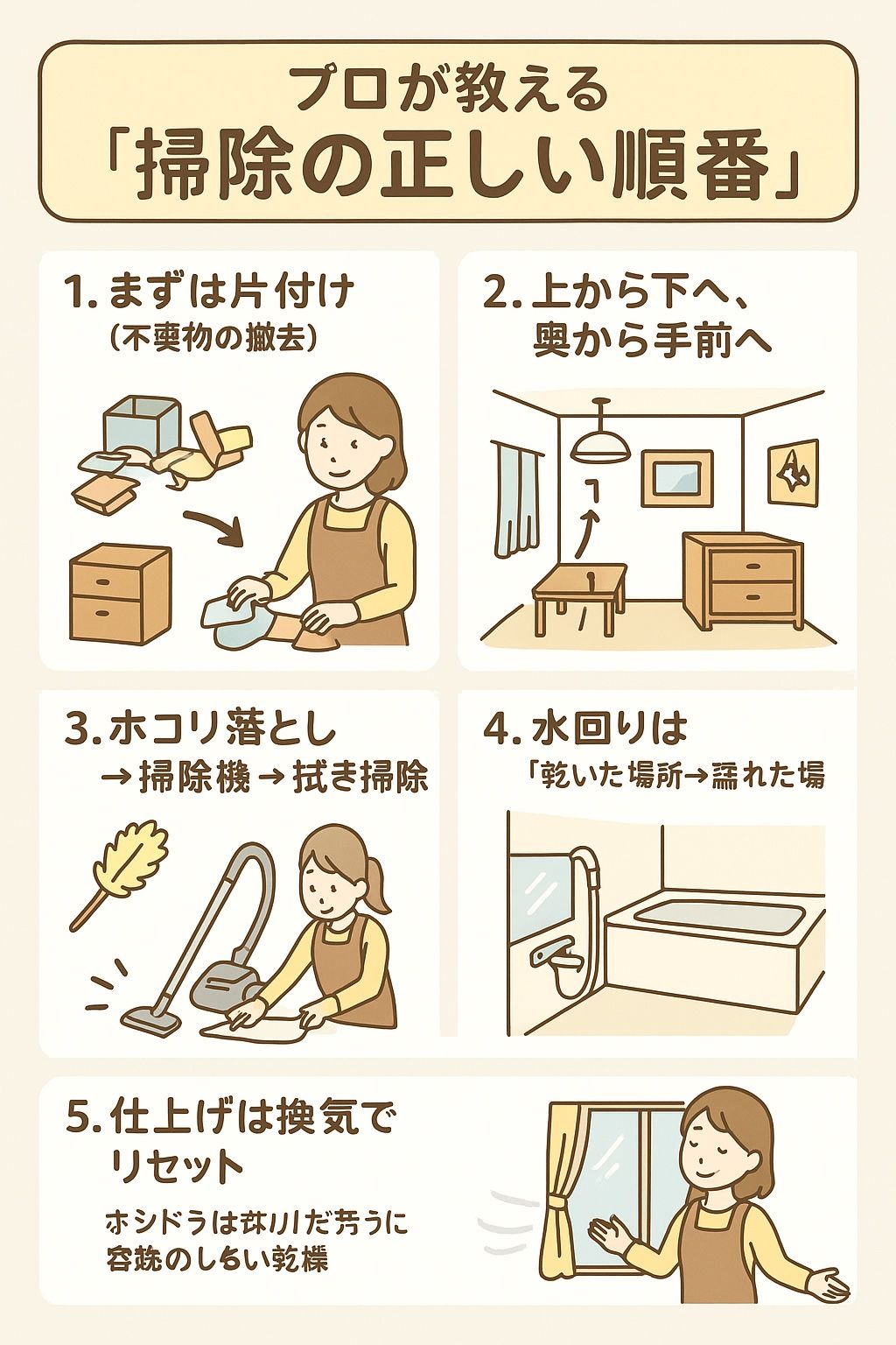 散らかった部屋を最短で片付ける！プロが明かす正しい掃除の手順