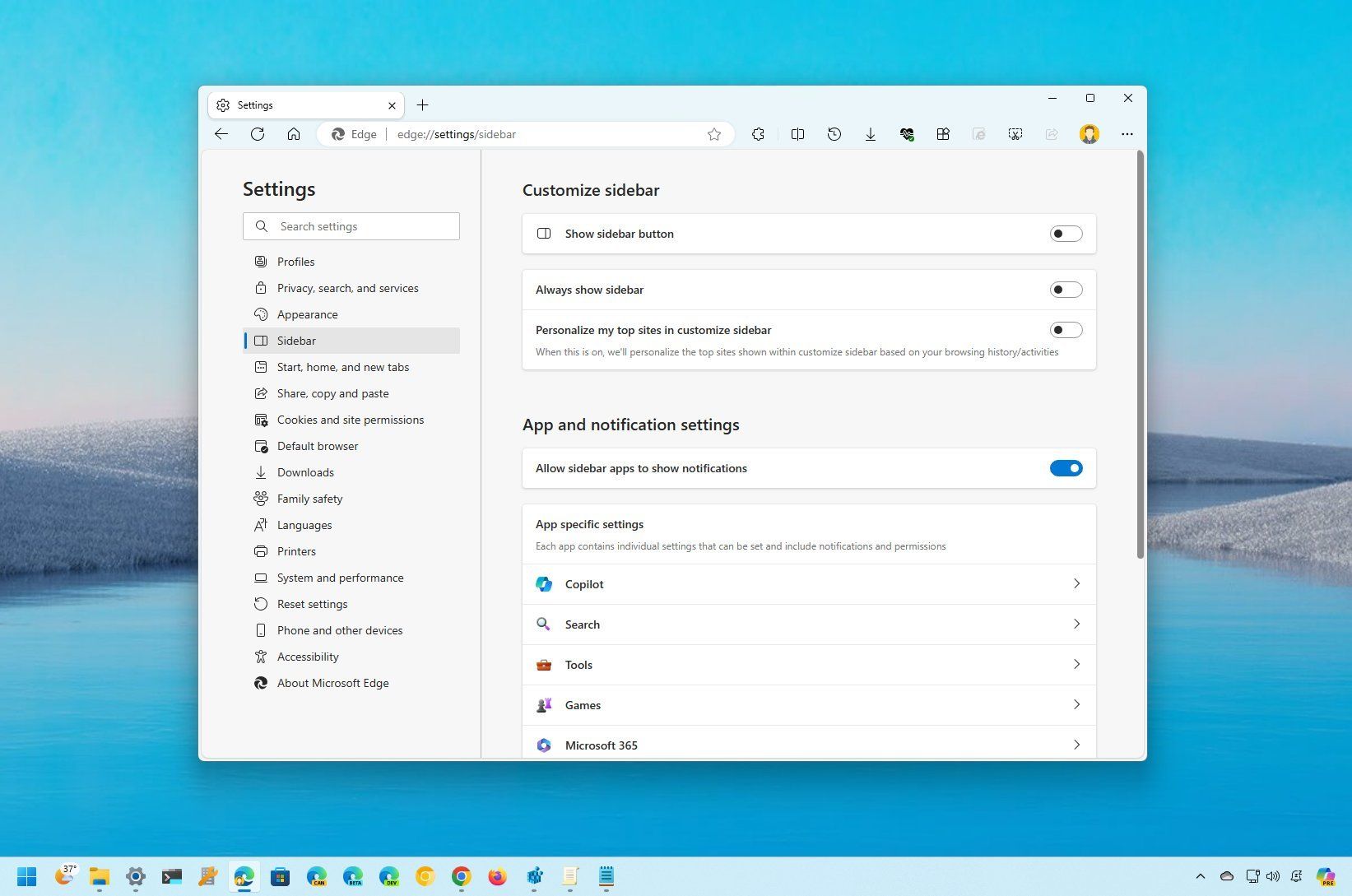 Go to Browser Settings