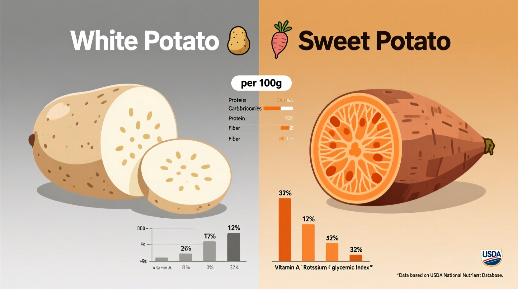 White Sweet Potato vs Orange Nutrition