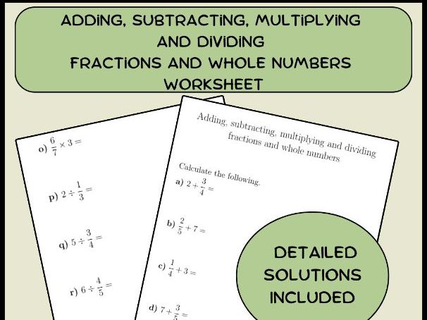 Multiplying Dividing Adding and Subtracting Fractions Worksheets