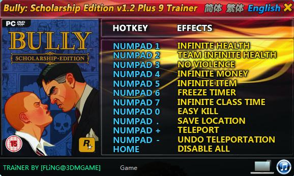Bully Scholarship Edition Cheats