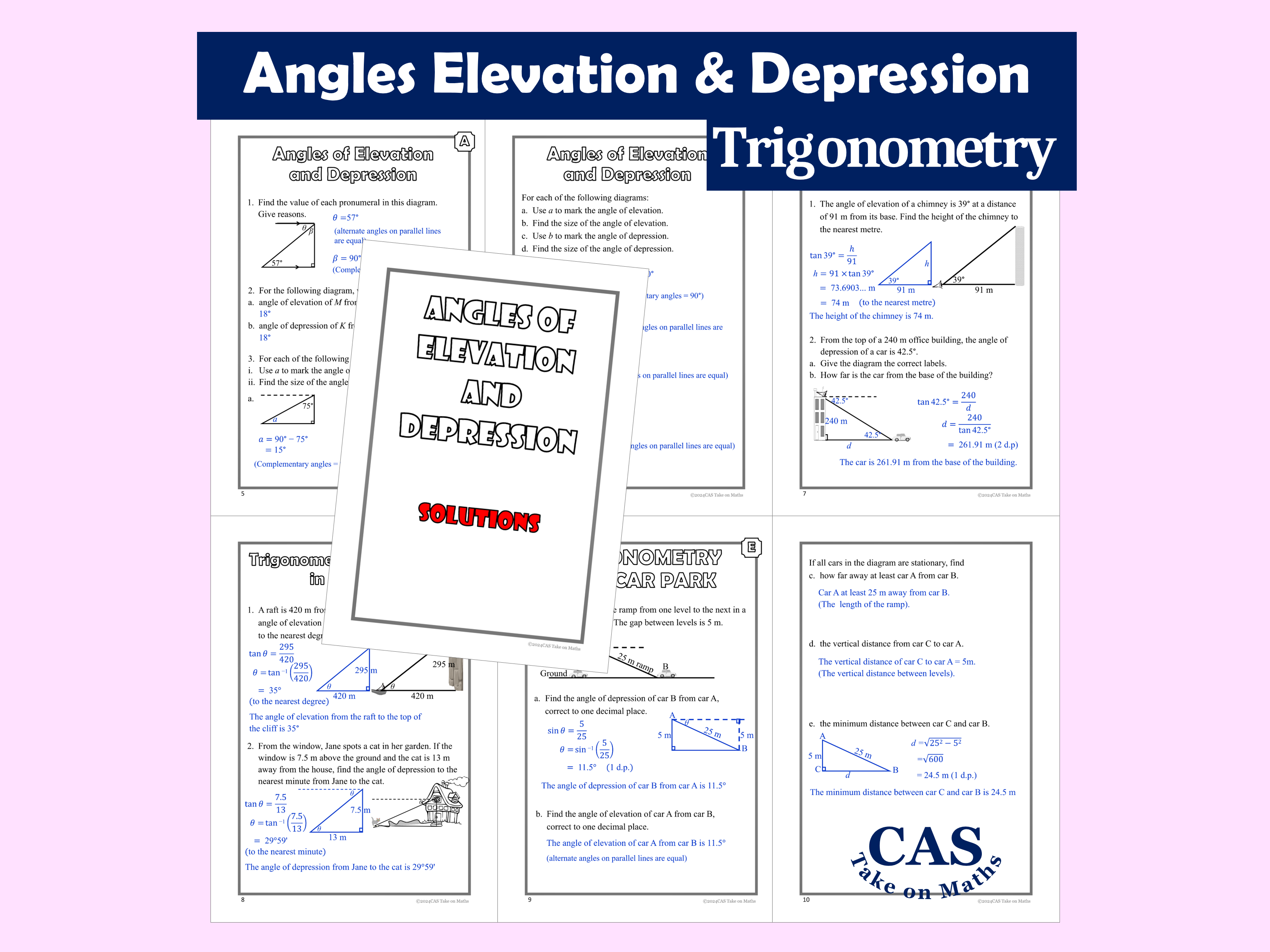 Angle of Elevation and Depression Word Problems with Answers Pdf