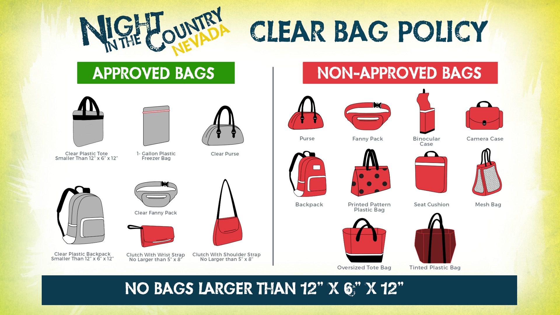 Bag Policy for Pink Concert