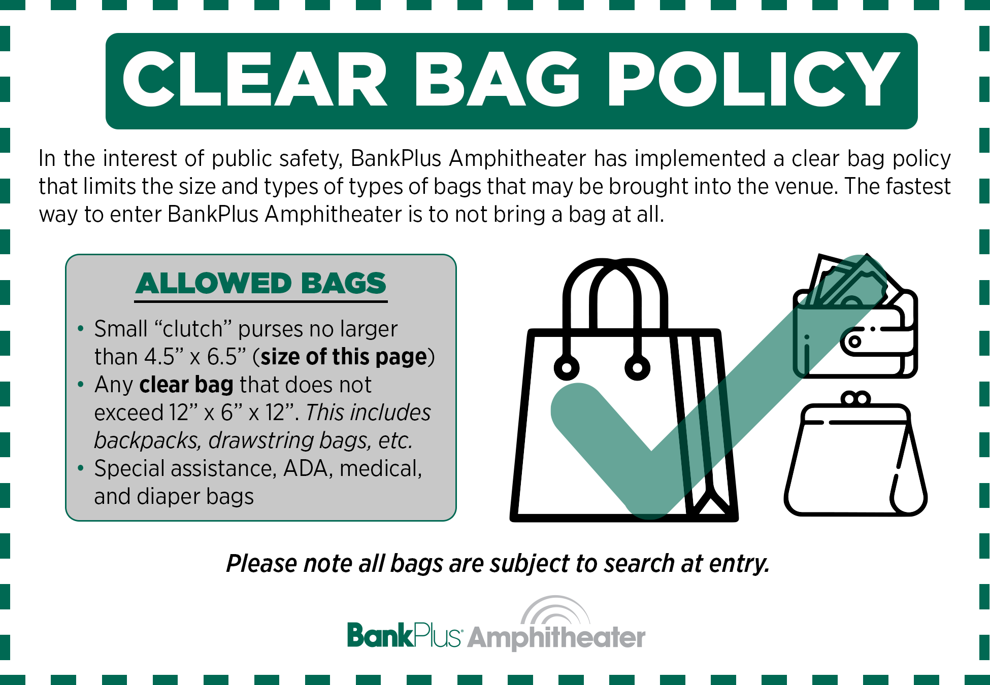 Bag Policy at Walnut Creek