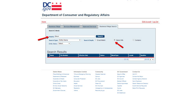 Dc Secretary of State Business Entity Search