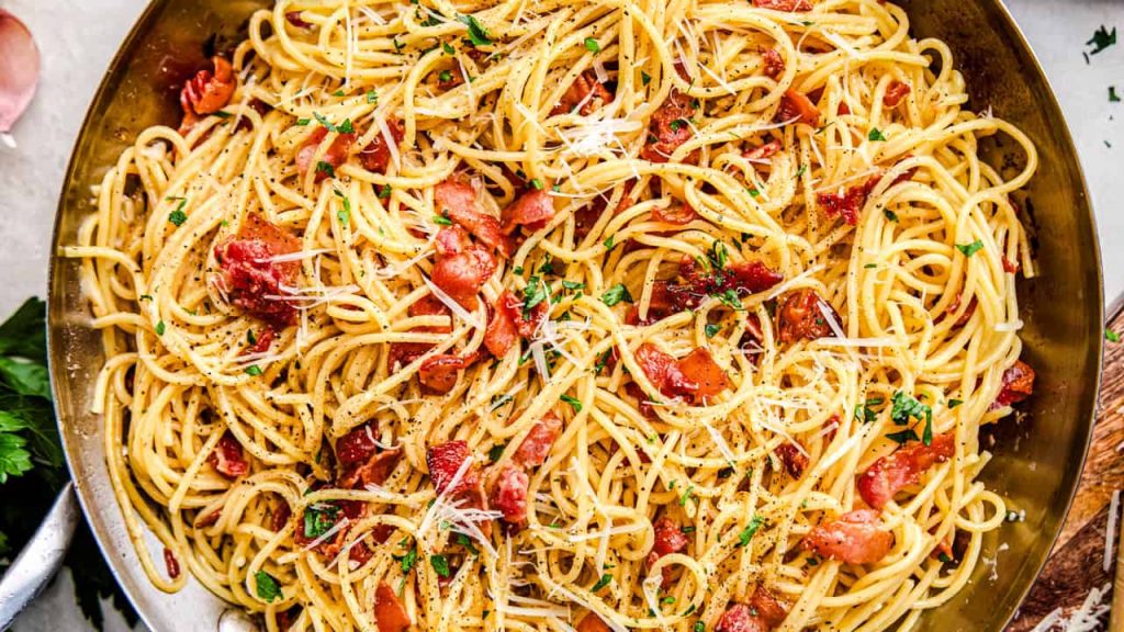 Eggless Pasta Carbonara Recipe