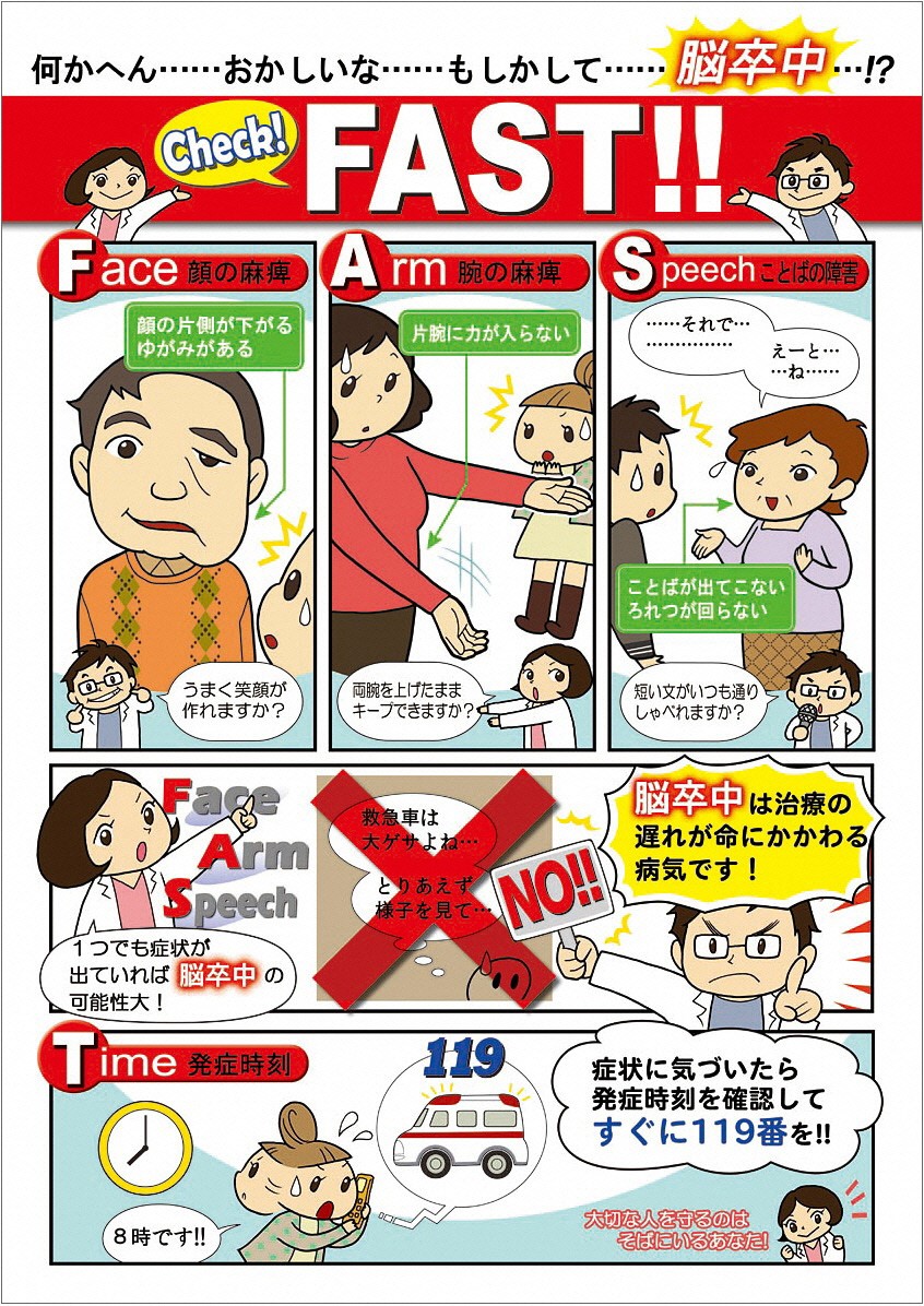 脳梗塞の前兆テストと危険な初期症状｜Fast判定と救急を呼ぶ基準