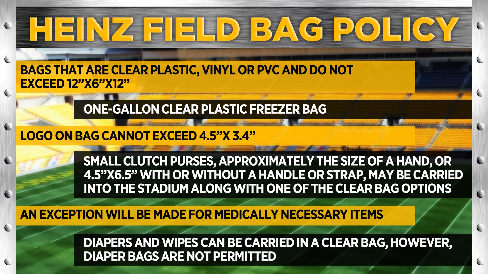Heinz Field Bag Policy 2016