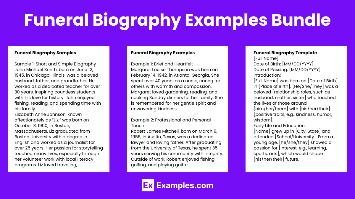 Sample Biography of a Deceased Person Pdf