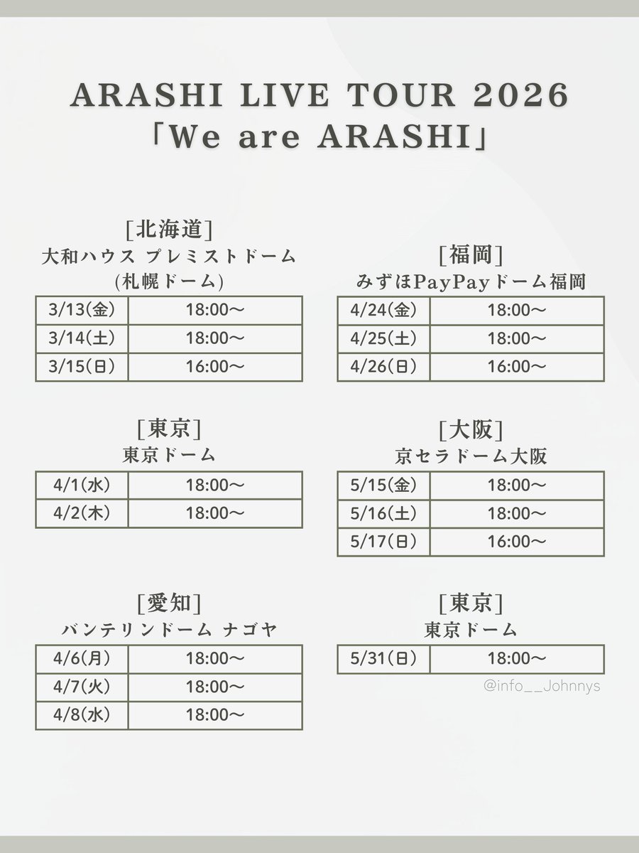 嵐ツアー日程と復活ライブの真相！2026最新動向とFc倍率徹底解説
