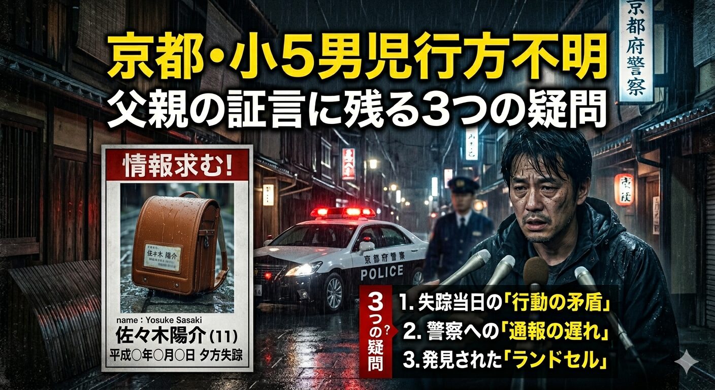 京都男児行方不明事件の真相｜父親の前職・経歴と現在までの捜索全経緯