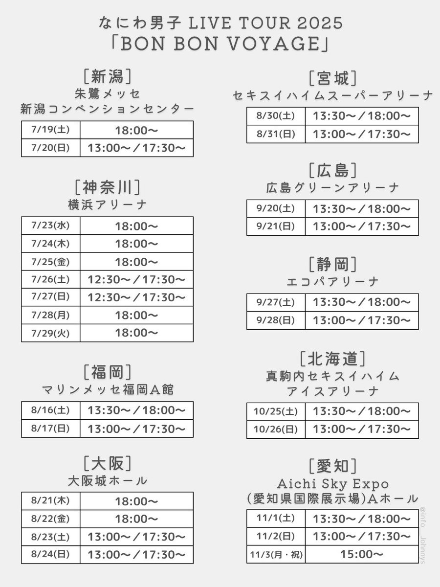 なにわ男子ライブ2026全日程と倍率！当落速報とチケット裏技