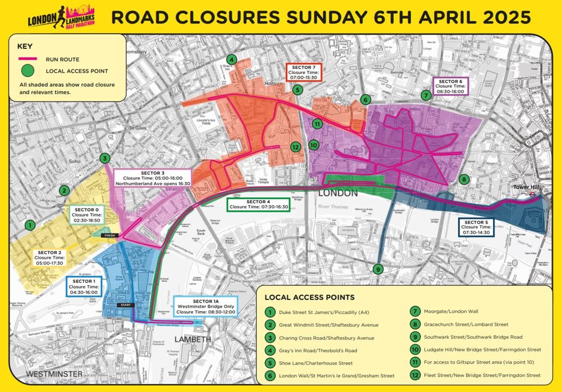 London Marathon Road Closures and Start Times Are Announced April