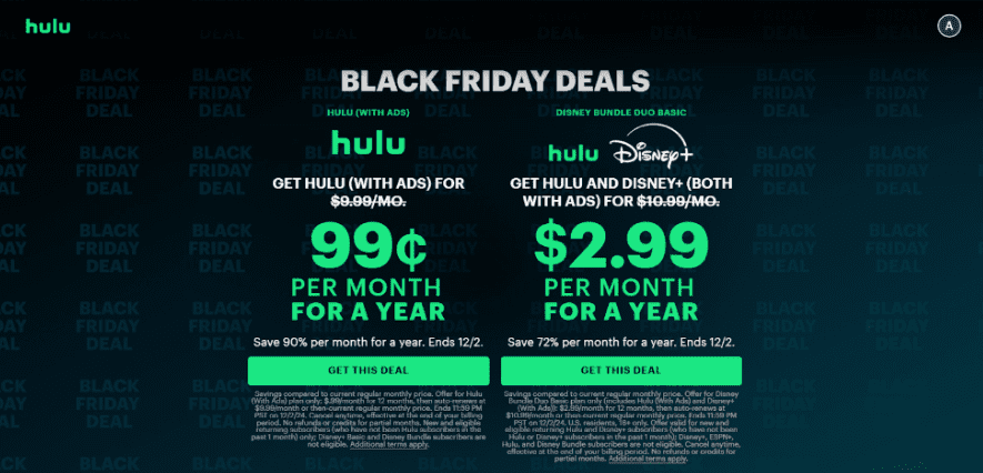 Monthly Price for Hulu