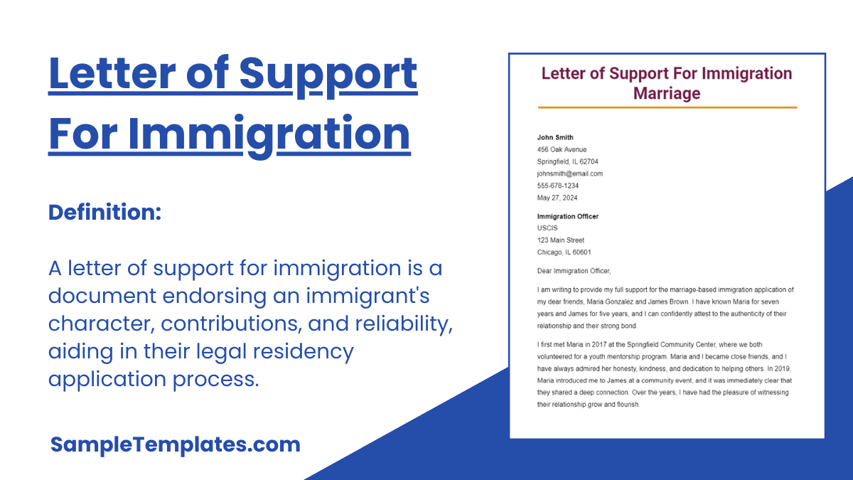 Letters to Immigration in Support of Immigrant