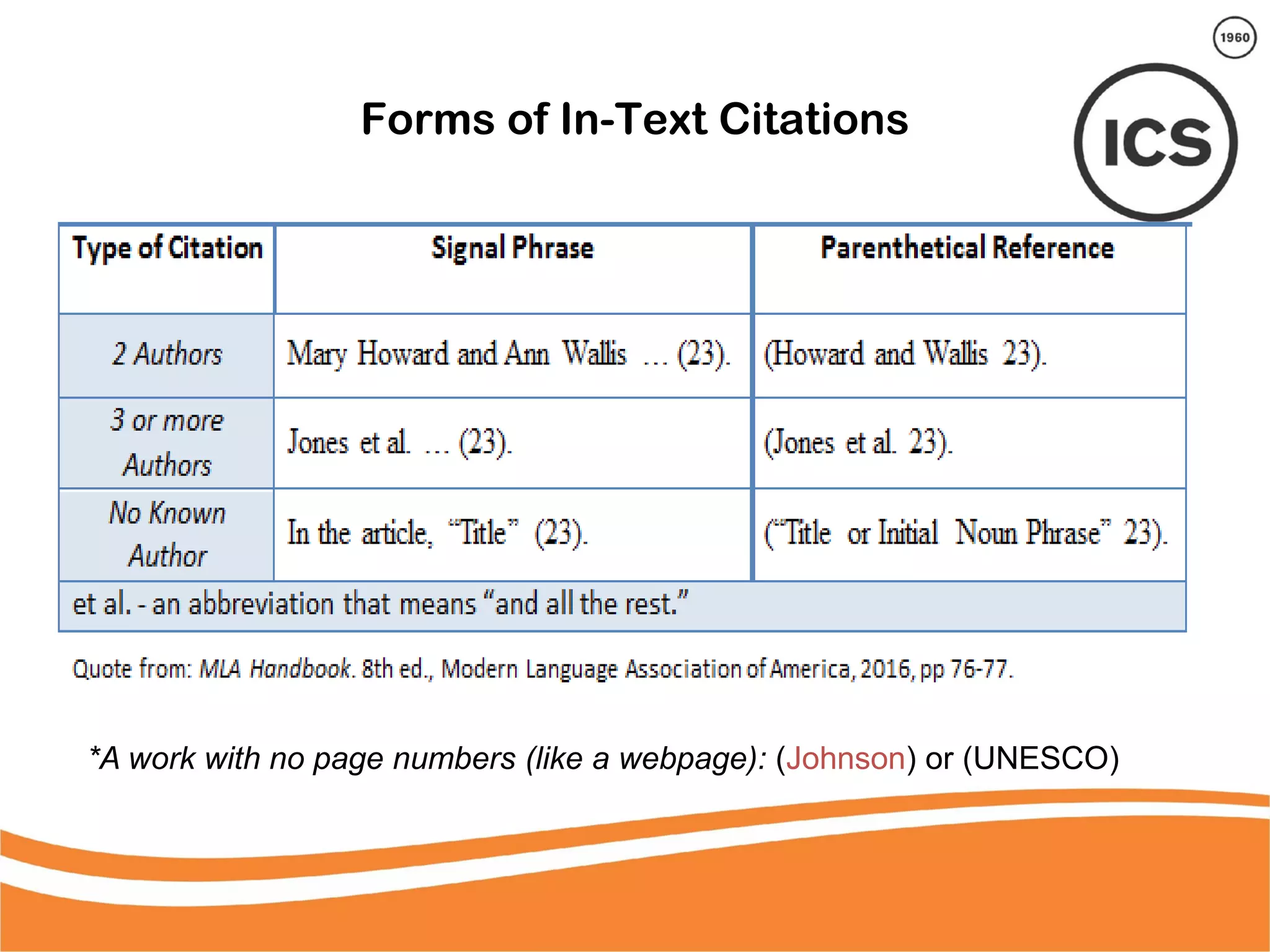 Mla in Text Citations No Page Number