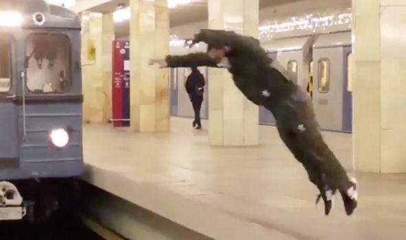 Man Jumps in Front of a Train