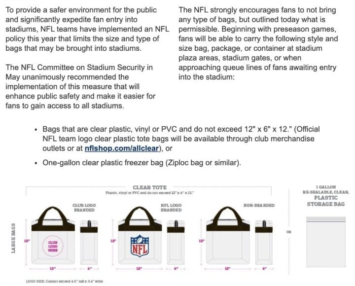 How Strict Is Nfl Bag Policy