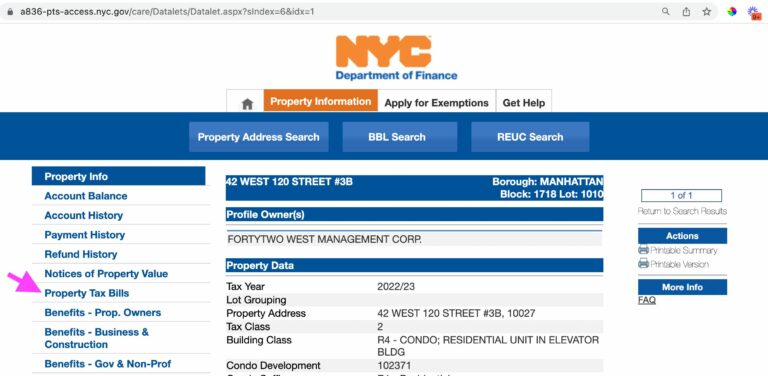 Nyc Property Taxes Lookup