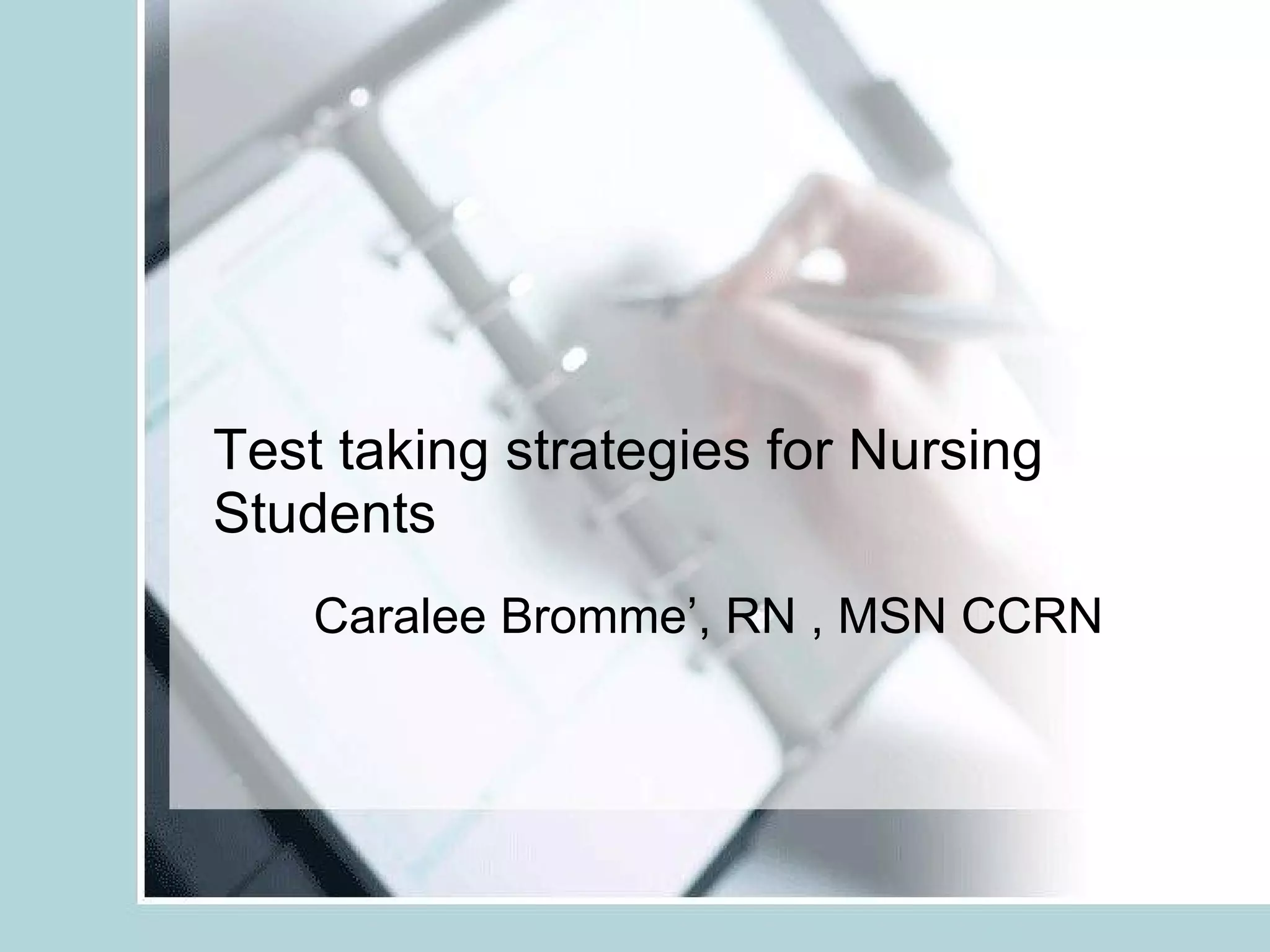 Test Taking Strategies for Nursing Students Pdf
