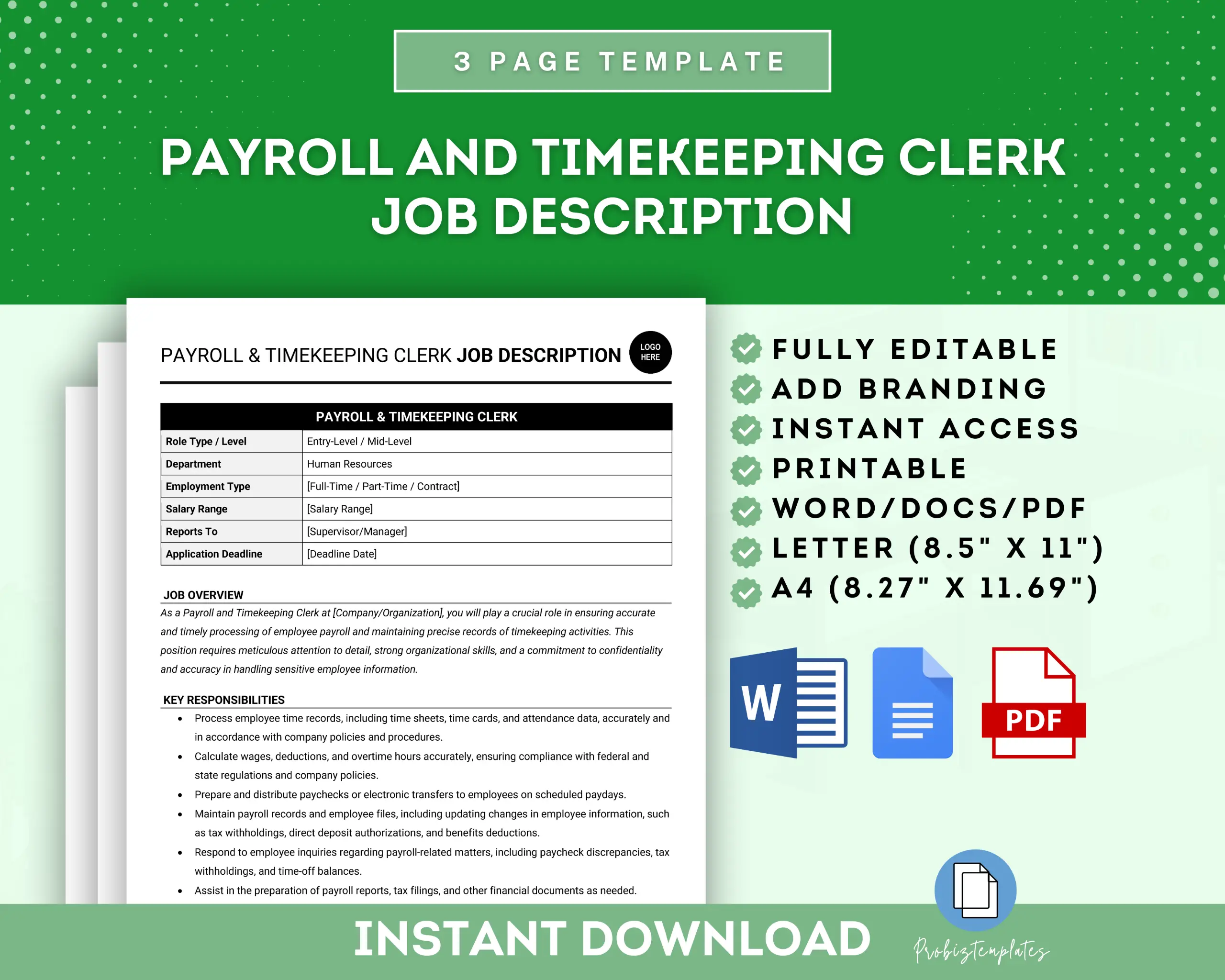Payroll Position Description
