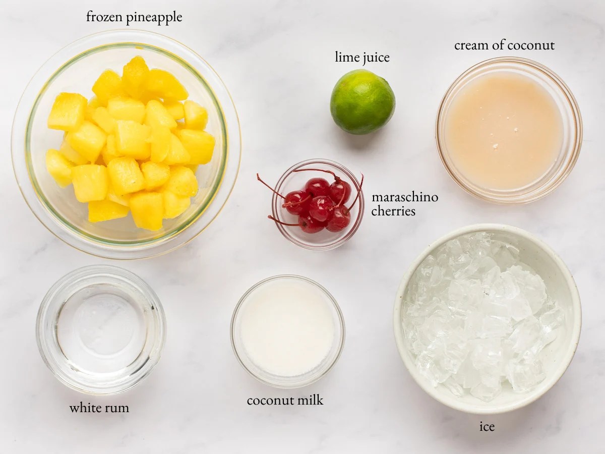 Ingredients for a Pina Colada