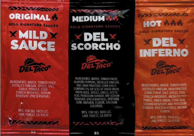 Del Taco Hot Sauce Levels