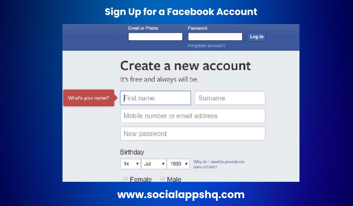 Set up New Account on Facebook